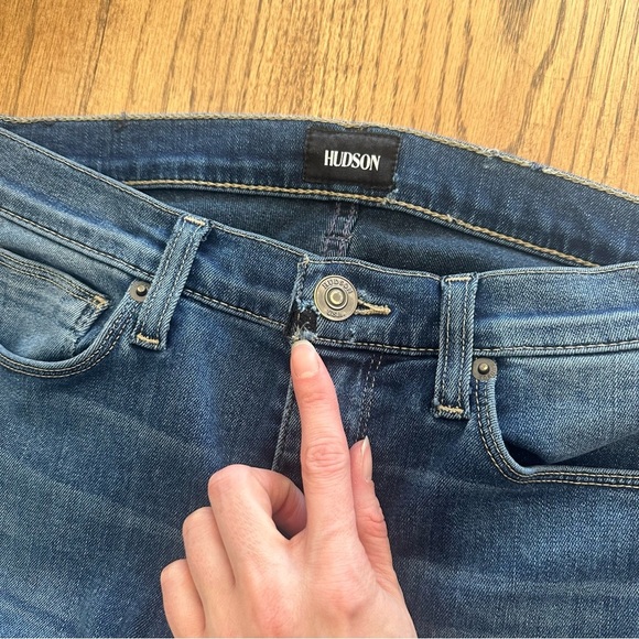 Hudson Colette Mid Rise Skinny Jeans Sz 27 Medium Wash Stretch Denim Raw Hem - Picture 7 of 12